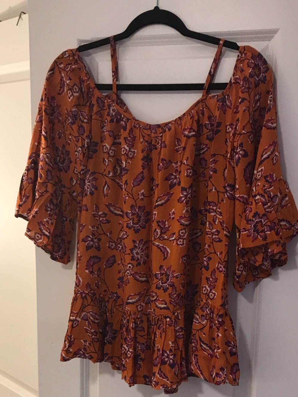 beachlunchlounge Mustard Floral Off-Shoulder Blouse